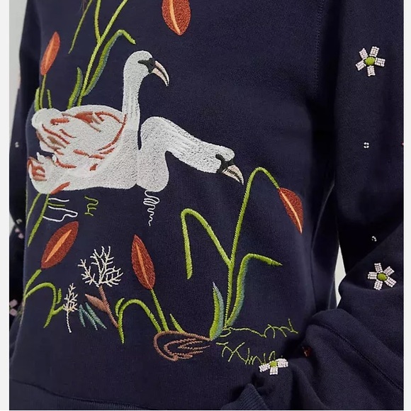 Anthropologie Swan Lake Embroidered Sweatshirt size Small - Picture 4 of 7